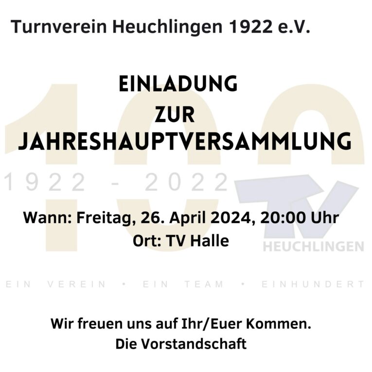 Hauptversammlung des TVH am 26.04.24